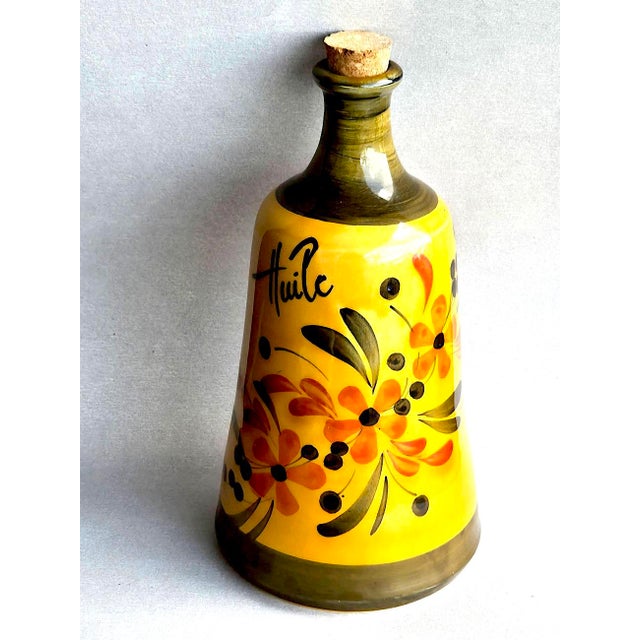 Mustard Vintage French Ceramic Oil Decanter For Sale - Image 8 of 14