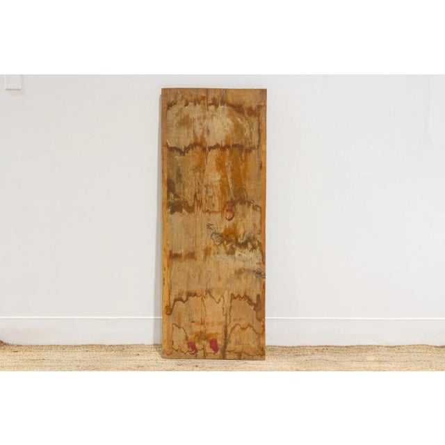 Wood Ancient Door W/ Flower Carved Design For Sale - Image 7 of 8