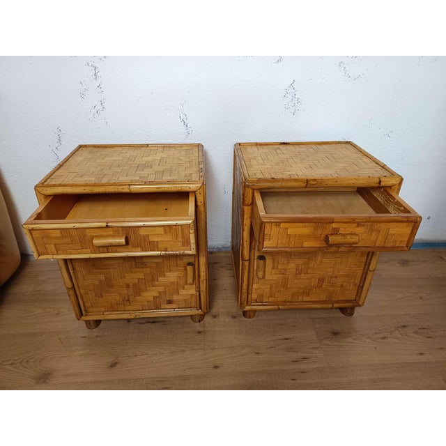 Vintage Bamboo Bedside Tables, 1970s, Set of 2 For Sale - Image 10 of 18