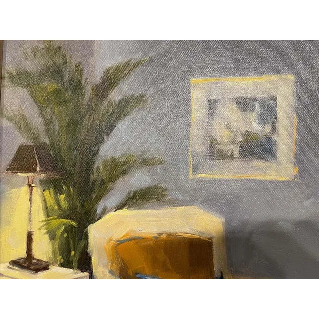 Blue Framed Oil on Canvas "Afternoon on the Veranda" by Laurel Daniel For Sale - Image 8 of 11