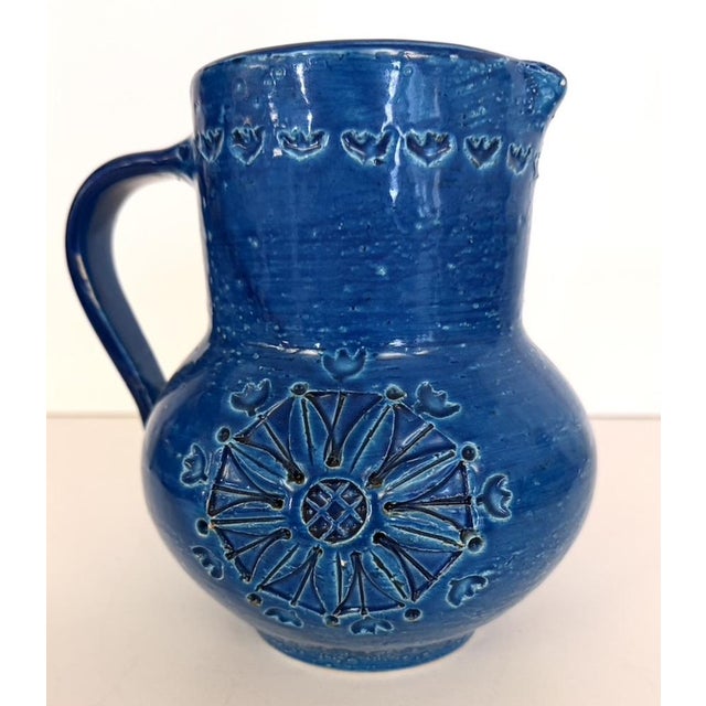 Handmade Rimini Blue Lacquered Ceramic Jug by Aldo Londi for Bitossi, Italy, 1960s For Sale - Image 12 of 12