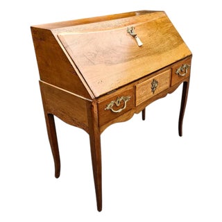Antique 18th Century Louis XV Yellow Birch Desk "Bureau De Pente" For Sale