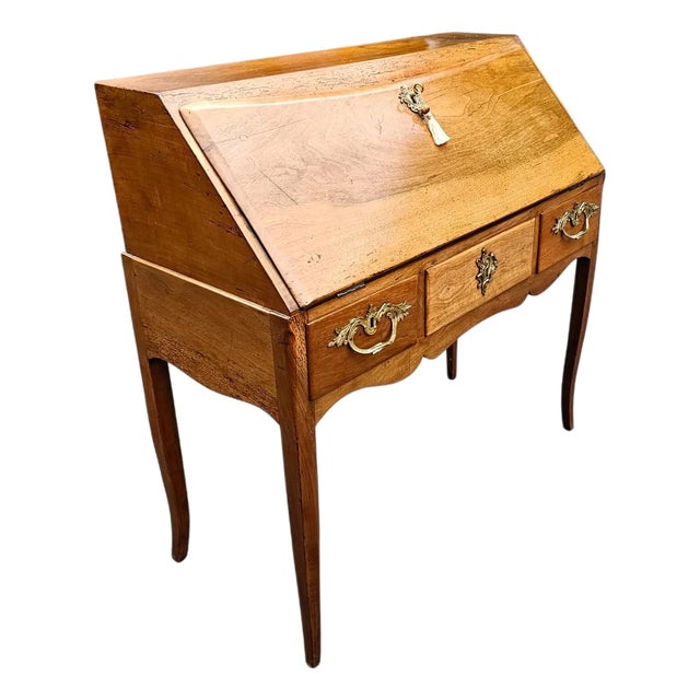 Antique 18th Century Louis XV Yellow Birch Desk "Bureau De Pente" For Sale