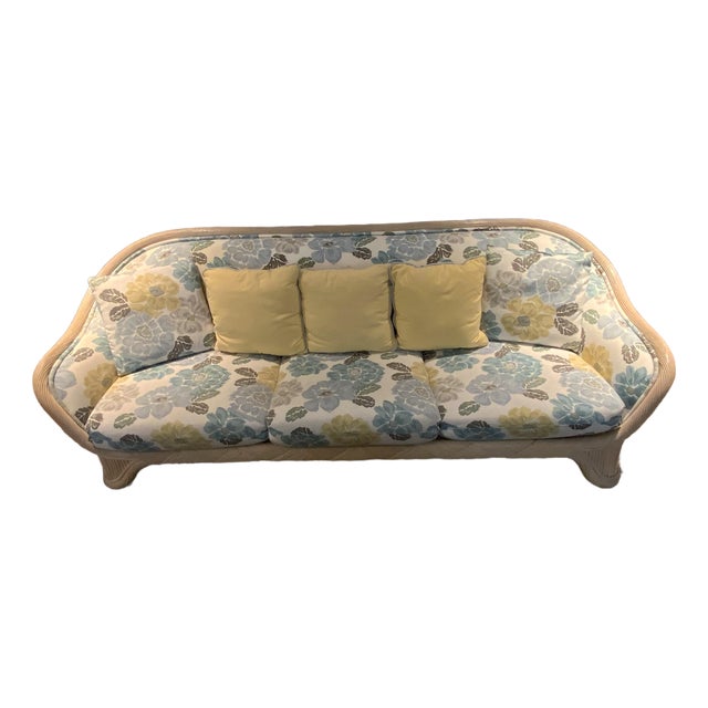 20th Century Bamboo Upholstered Sofa For Sale
