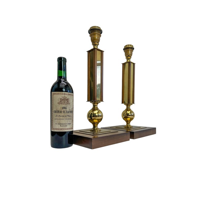Vintage Wood and Brass Table Lamps by Temde Leuchten, 1970s, Set of 2 For Sale - Image 6 of 13