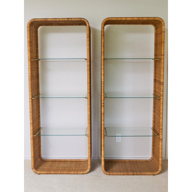 Mid-Century Modern 1960's French Rattan and Glass Shelf in the Manner of Louis Sognot For Sale - Image 3 of 17