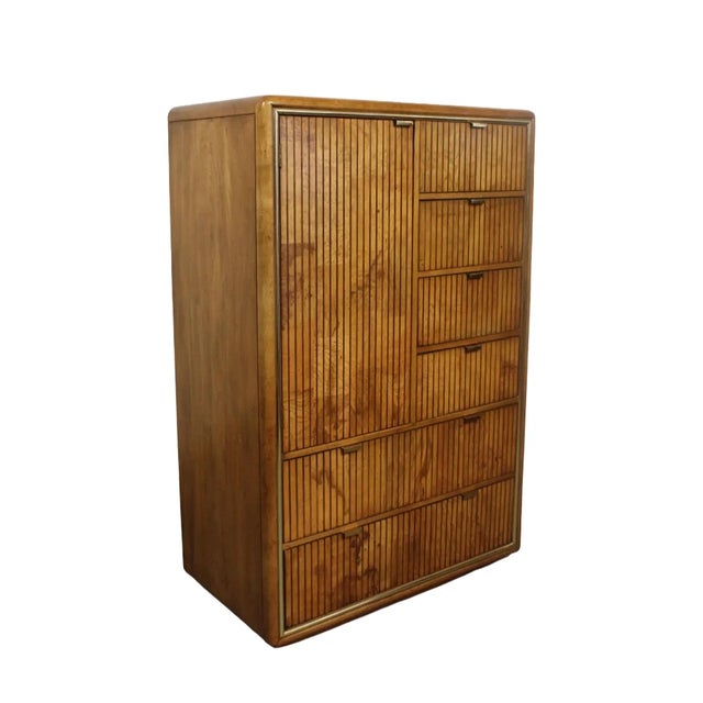 Mid-Century Modern Rare Vintage Burl American Martinsville MCM Cabinet Armoire Wardrobe 1972 For Sale - Image 3 of 8