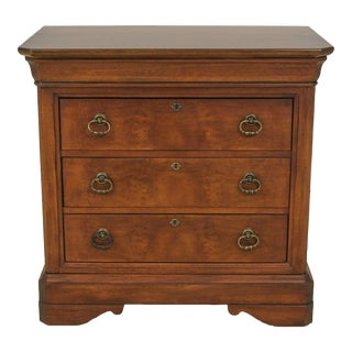 Henredon 3 Drawer Empire Walnut Nightstand Chest For Sale