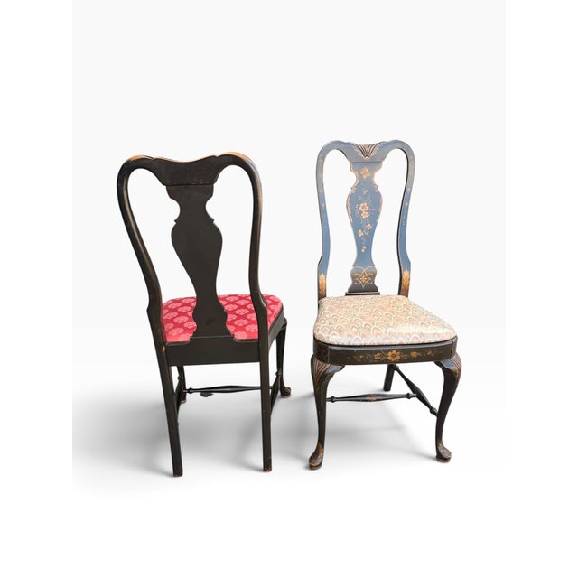 Mid-20th Century Grand Ledge Chinoiserie Black Lacquer Dining Chairs, Set of 10 For Sale In Boston - Image 6 of 17