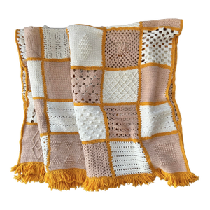 Vintage Orange & White Crochet Blanket