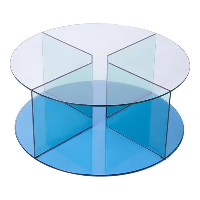 Acrylic Round Blue Coffee Table For Sale