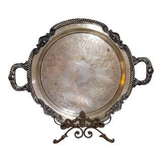 Mid 20th Century Sheridan, Silveplated Round Tray With Handles For Sale