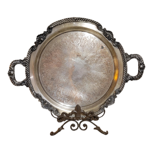 Mid 20th Century Sheridan, Silveplated Round Tray With Handles