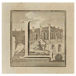 Luigi Vanvitelli, Letter of the Alphabet L, Etching, 18th Century For Sale