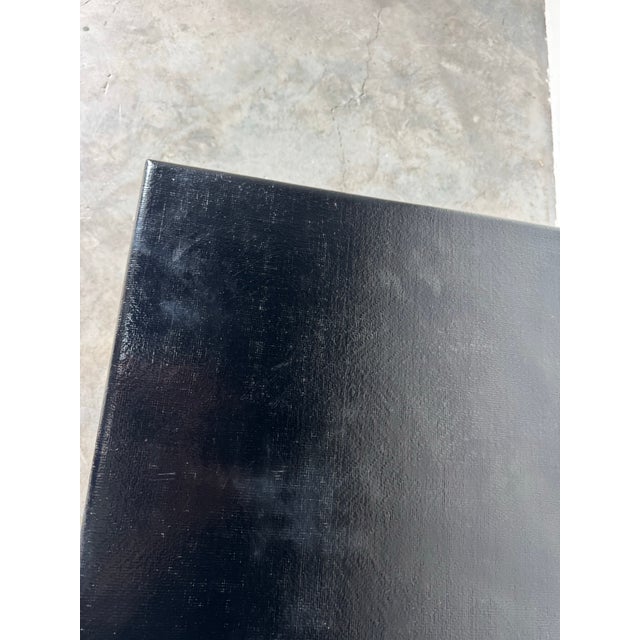 Harrison Van Horn Textured Black Grasscloth Coffee Table With Brass Feet/ Sold For Sale - Image 10 of 12