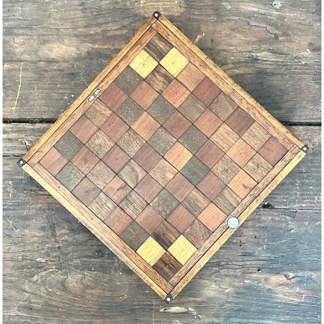Vintage Wooden Chessboard With Metal Accents For Sale In West Palm - Image 6 of 18