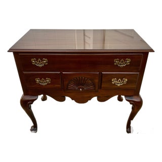 Vtg. Ethan Allen Queen Anne Style Mahogany Four Drawer Lowboy For Sale