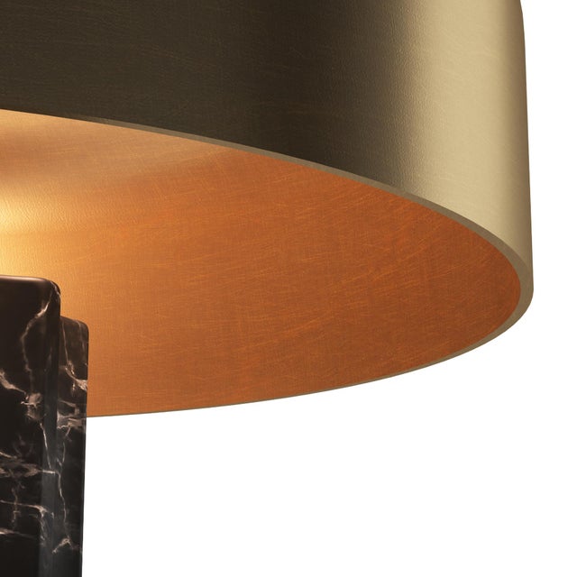 Metal FLUTED COLUMN Rechargeable Cordless LED Table Lamp, 3-Levels Brightness Touch Sensor Control, Black Marble / Brushed Brass For Sale - Image 7 of 14