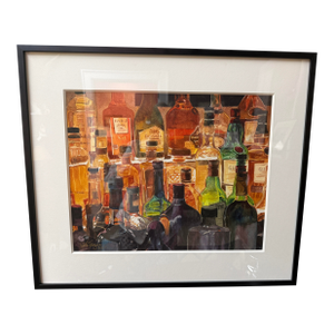 Original Watercolor of Downstairs Bar at the Inn at Pound Ridge in New York