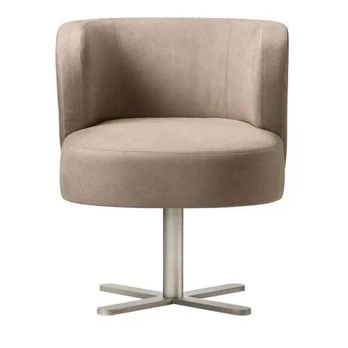Animal Skin Spritz Swivel Beige Leather Dining Armchair by Lorenza Bozzoli For Sale - Image 7 of 7