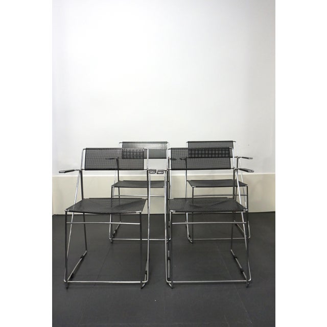 X Line Chairs with Armrests by Niels Jørgen Haugesen, 1970s, Set of 4 For Sale - Image 4 of 10