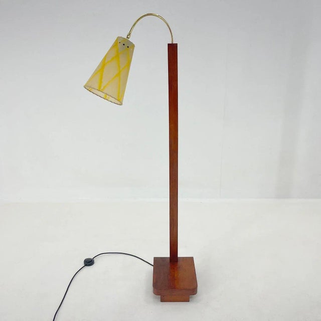 Wood & Brass Floor Lamp, Germany, 1950s For Sale - Image 4 of 11