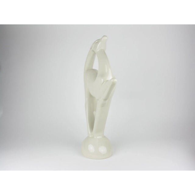 Art Deco Vintage Haeger Pottery White Gazelle or Antelope Ceramic Sculpture For Sale - Image 3 of 14