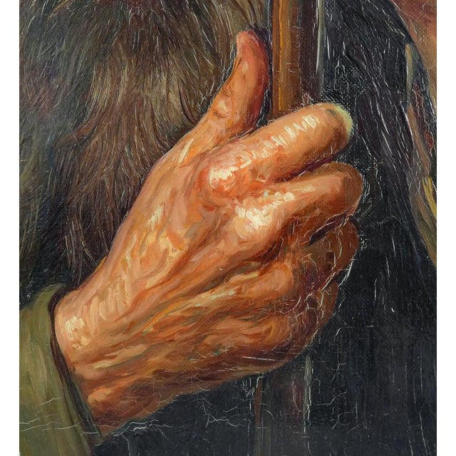 Alfonso Grassi, An Old Man on a Stick, 1960s, Oil Painting on Canvas For Sale - Image 11 of 14