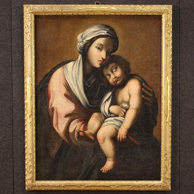 Italian Artist, Virgin with Child, 1720, Oil on Canvas For Sale - Image 16 of 16