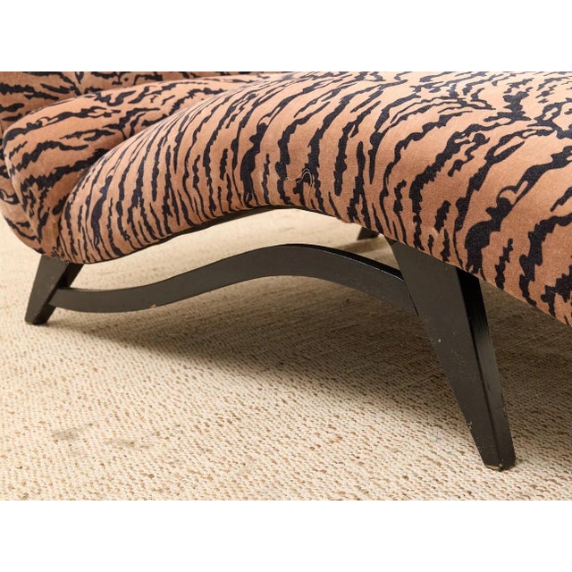 1950s Tiger Print Sculptural Chaise Lounge Newly Upholstered For Sale - Image 11 of 11