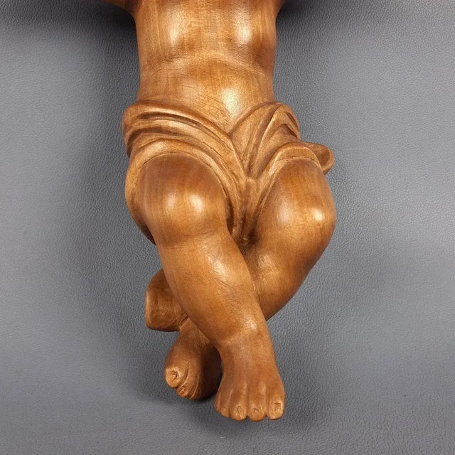 Handcrafted Carved Wood Sculpture of a Child, Italy, 20th Century For Sale - Image 11 of 18