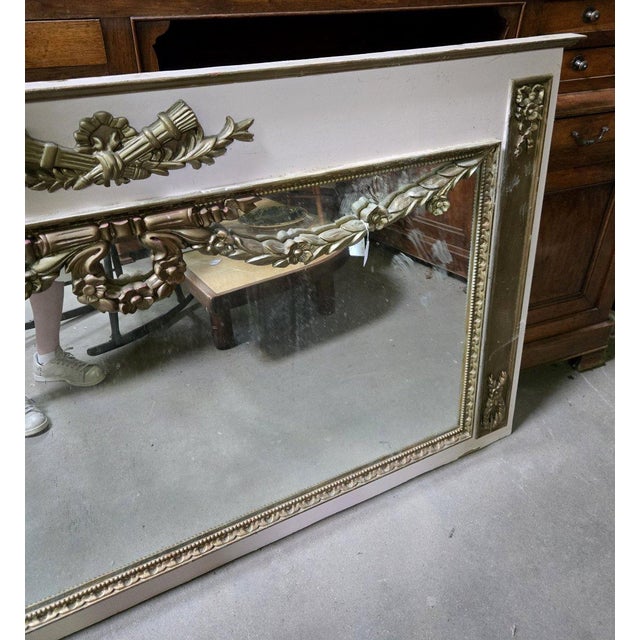 Wood Large Louis XVI Painted Wood Panelled Trumeau For Sale - Image 7 of 8