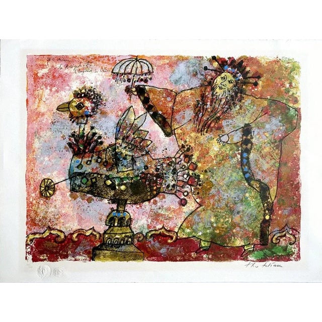 Théo Tobiasse, The Nightingale and the Emperor of China, Signed Lithograph For Sale - Image 5 of 5