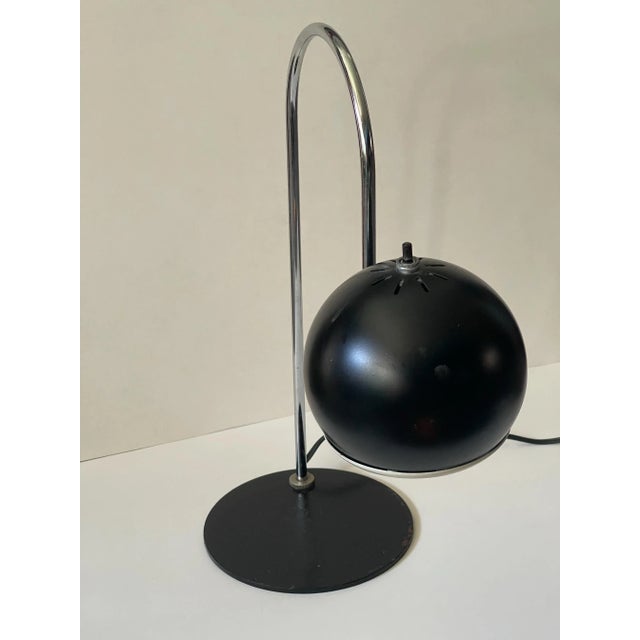 Vintage Black & Chrome Orb Table Lamp For Sale - Image 4 of 12