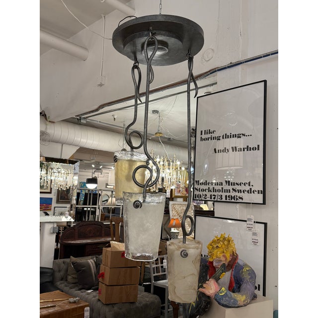 Traditional Kalco Tribecca Three Light Pendant Chandelier For Sale - Image 3 of 13