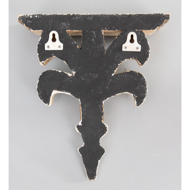 Mid 20th Century Vintage Italian Distressed White and Gold Giltwood Wall Bracket Shelf For Sale - Image 5 of 6