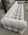 Mid-Century Modern Custom "Oscar" Tufted Grey Velvet Sofa With Brass Base For Sale - Image 3 of 5