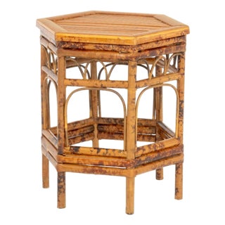 Modern Hexagonal Bent Bamboo Side Table For Sale