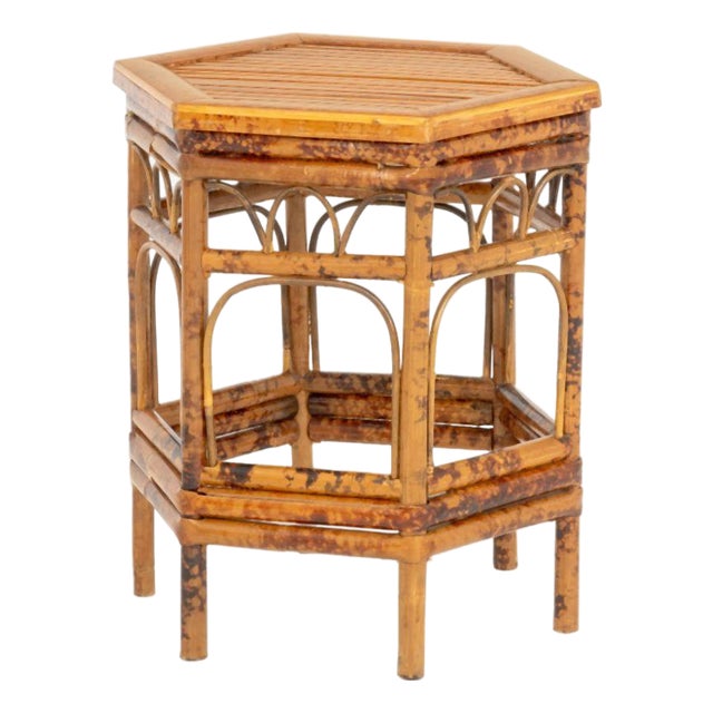 Modern Hexagonal Bent Bamboo Side Table For Sale