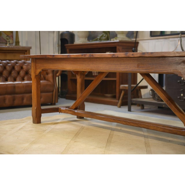 Brown Large Elm Farmhouse Table, 1950s For Sale - Image 8 of 15
