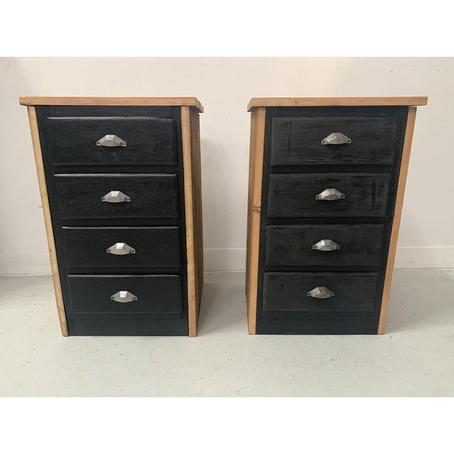 Small Brutalist Chests of Drawers in Patinated Fir, Set of 2 For Sale - Image 10 of 10