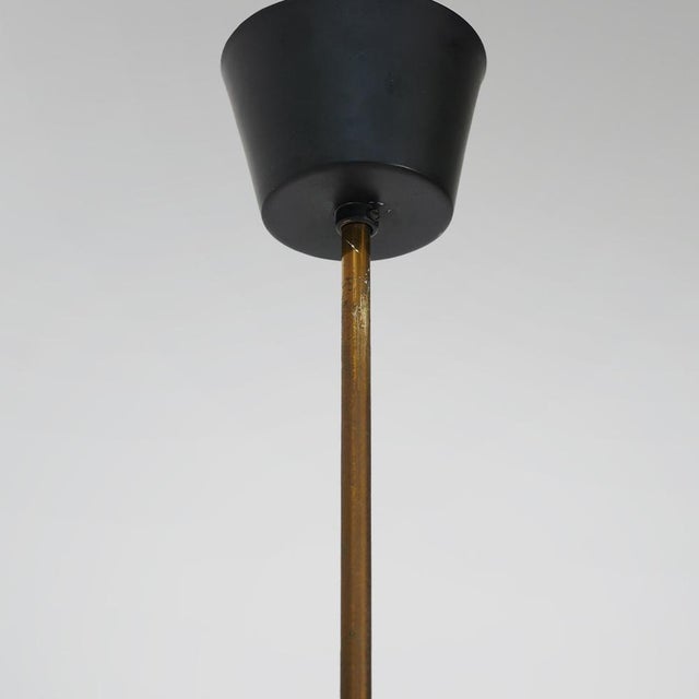 White Chandelier in White Opaline Glass and Brass, 1950s For Sale - Image 8 of 14