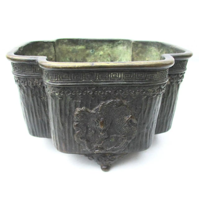 Japanese Japanese Bronze Footed Quatrefoil Bowl For Sale - Image 3 of 7