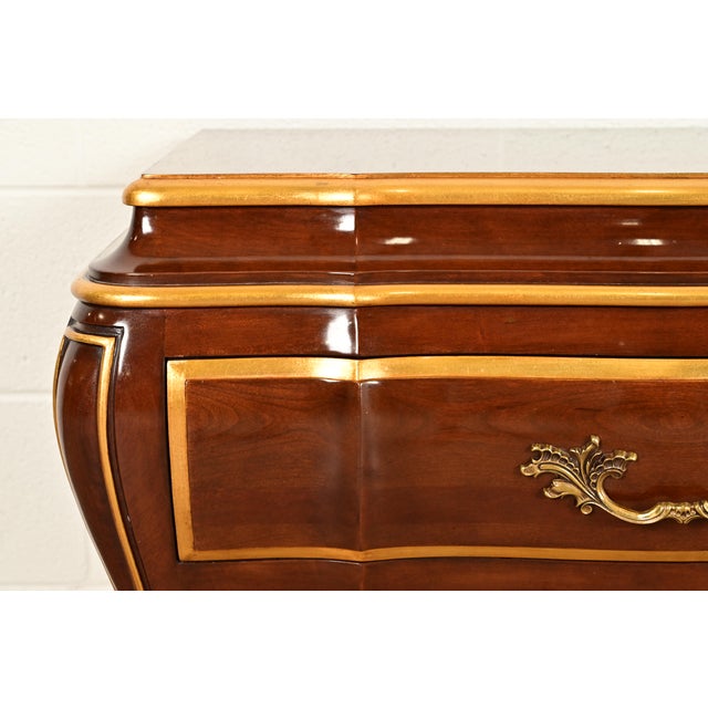 Karges French Provincial Louis XV Burled Walnut and Gold Gilt Bombay Chests of Drawers, Pair For Sale - Image 11 of 16