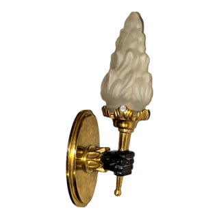 1950's French Regency Gilt and Patinated Bronze Hand/ Fist Torch Sconce For Sale