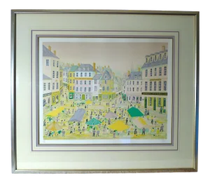 1980s "Place Du Marche" Artist Proof Lithograph by Fanch Ledan, Framed