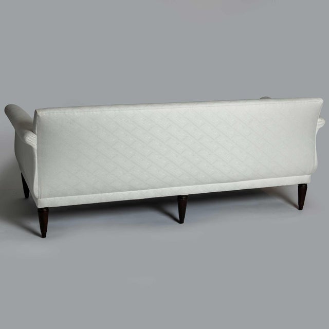 Mid 20th Century Mid 20th Century Ivory Linen Curved Arm Sofa For Sale - Image 5 of 6