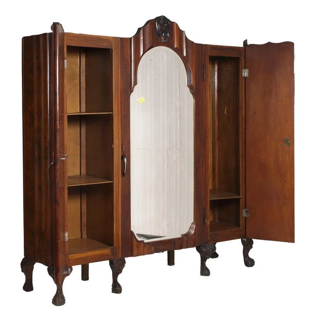Large early 20th century Venetian Baroque wardrobe, by Testolini e Salviati, in walnut and walnut briar, with bevelled...