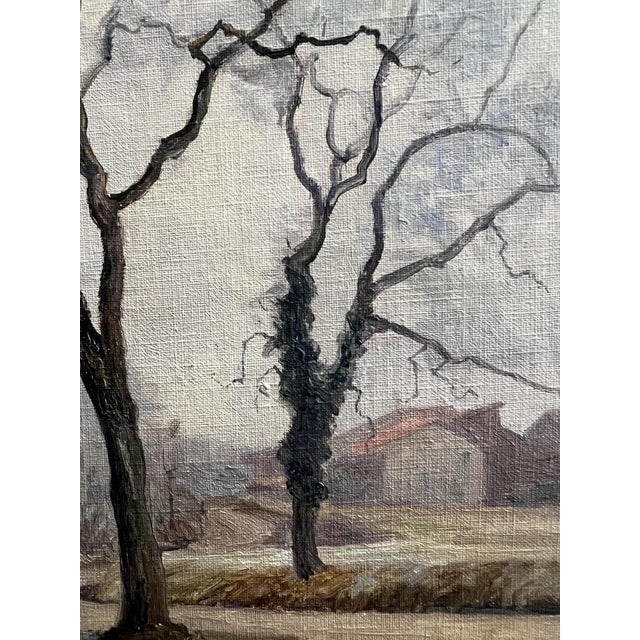 Emile Patru, Paysage d'automne, 1918, Oil on Canvas For Sale - Image 4 of 9