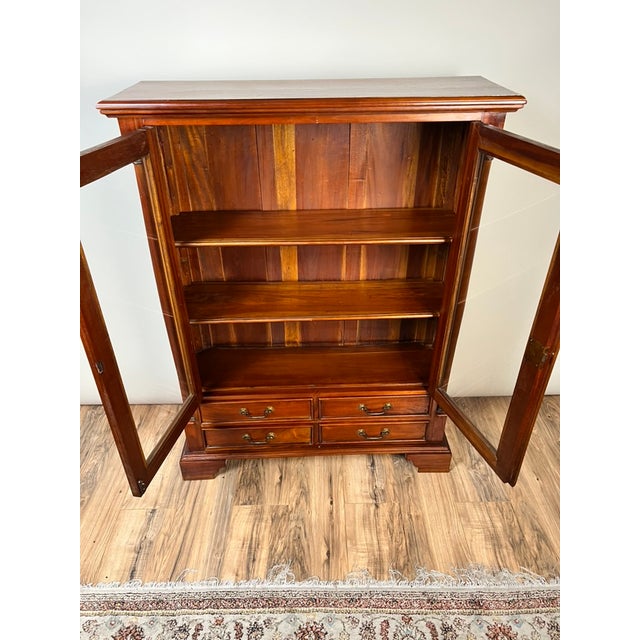 Late 19th Century Vintage Victorian Style Glass Door Mahogany Bookcase For Sale - Image 5 of 11